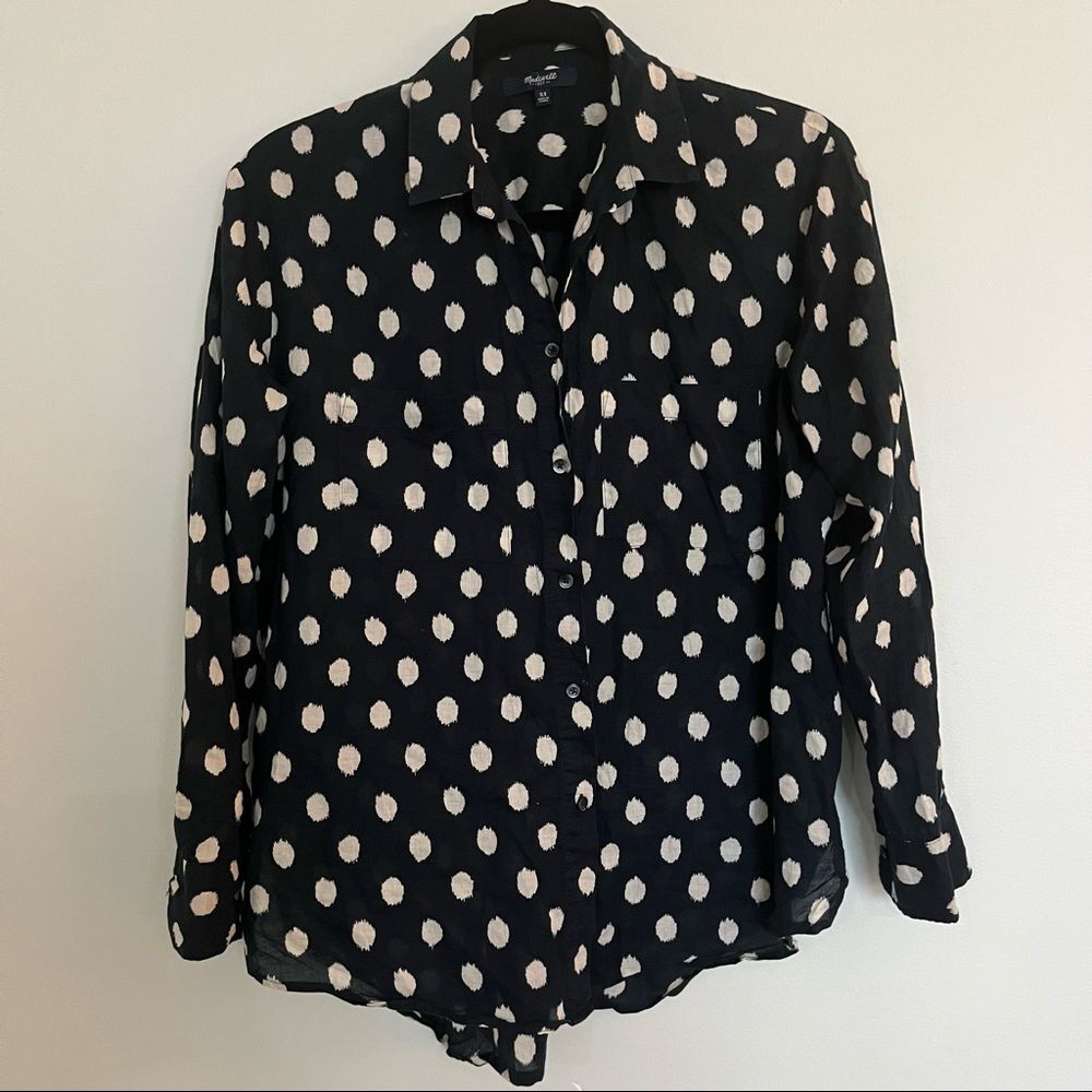 Women's Madewell Button Down Blue and White 100% Cotton Size XS